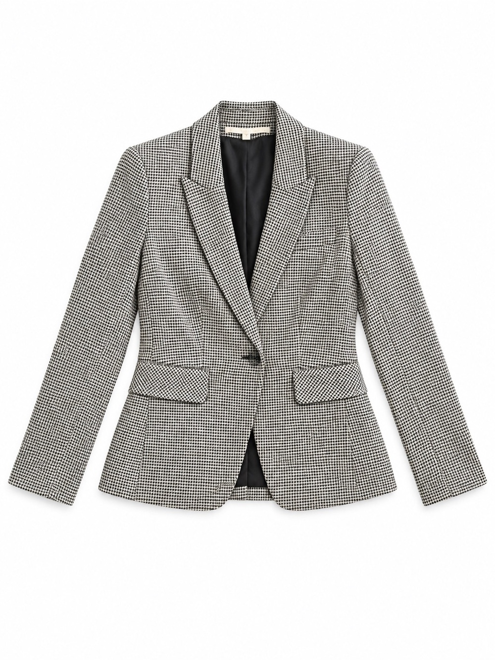 Veronica Beard Houndstooth Single-Button Women’s Blazer - Black & White